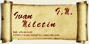 Ivan Miletin vizit kartica